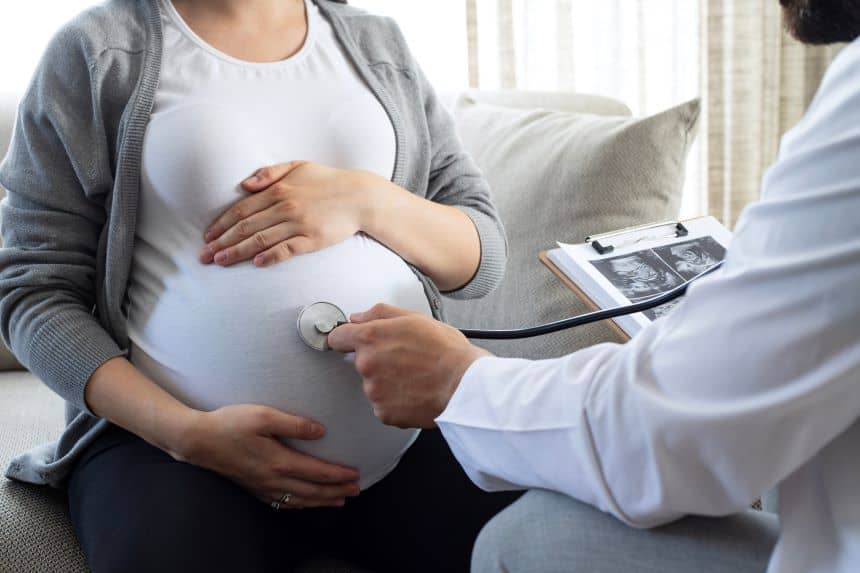 A pregnant woman at a doctor checkup